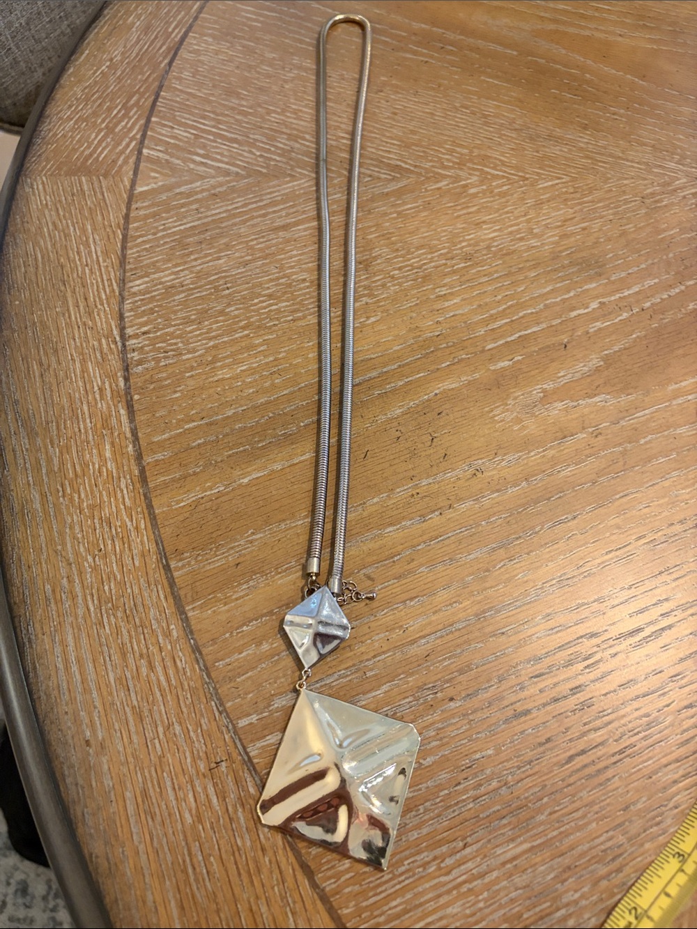 Women’s Silver Geometric Pendant Necklace - Brand Erica Lyons 32 inches